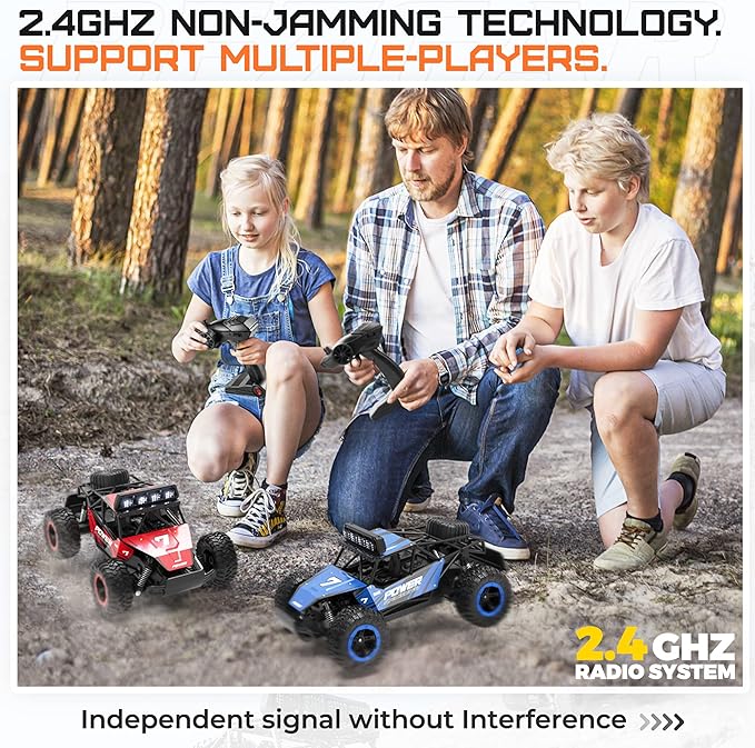 BEZGAR TB141 RC Cars-1:14 Scale Remote Control Car, 2WD High Speed 20 Km/h Electric Toy Off Road RC Car Vehicle Truck Crawler with LED Headlight and Two Rechargeable Batteries for Kids and Adults