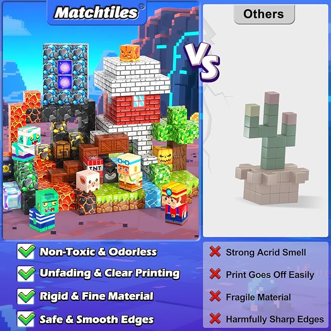 150PCS Magnetic Blocks Toys, Build Mine Magnet World Set, Magnetic Tiles Building for Boys & Girls Age 4-8 5-7, STEM Montessori Sensory Toys for Toddlers Kids Gifts