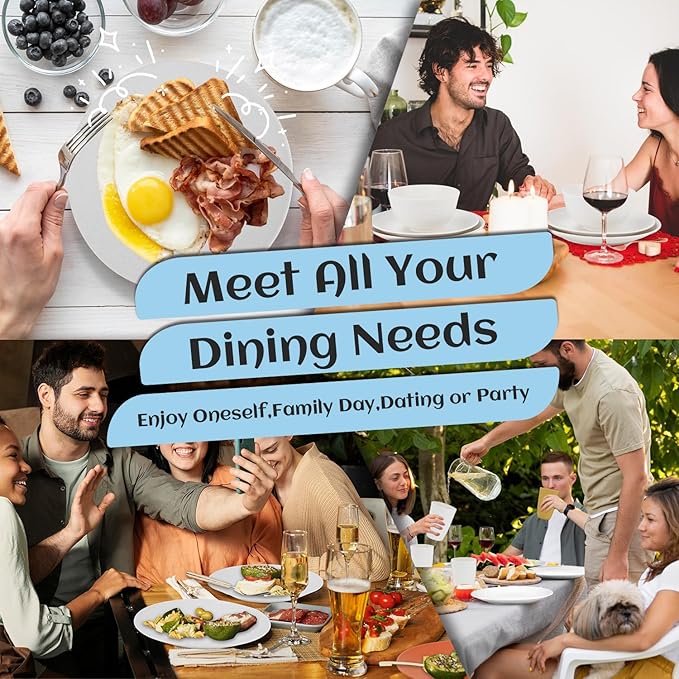 Homienly Wheat Straw Dinnerware Set,40-Piece Dish Set for 8, Dinner Plates, Dessert Plate, Cereal Bowls, Cups, Appetizer Plates,Reusable Dinner Plates Kids Plates and Bowls Sets, White