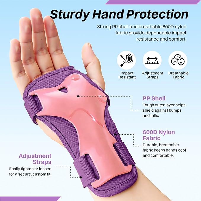 ZIFFY Knee Pads for Kids, Adjustable Knee and Elbow Pads Set with Wrist Guard, Protective Gear for Boys Girls Skateboard Roller Skating Cycling Bike – 2 Sizes, 4 Colors by Jova