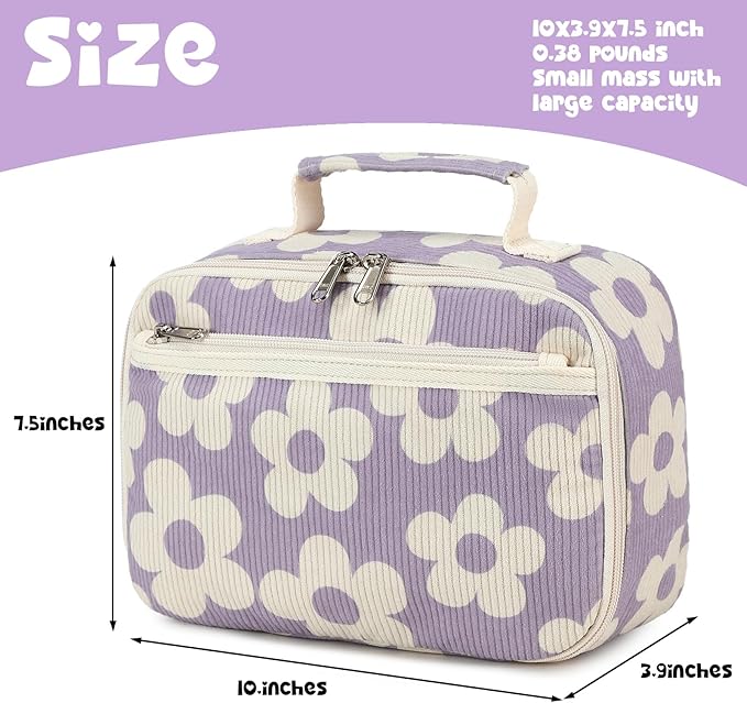 Bluboon Kids Girls Lunch Bag Insulated Lunch Box for school Corduroy Lunch Cooler Organizer School Kids Lunch Tote
