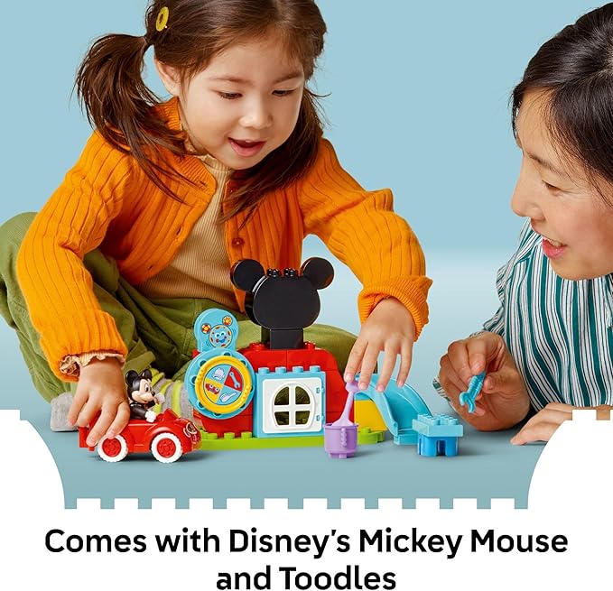 LEGO DUPLO Disney Mickey Mouse Clubhouse & Car Building Kit - Color Sorting Sensory Toy with Spinning Wheel - Toy for Toddlers, Girls, and Boys, Ages 2+ - Birthday Gift for Preschoolers - 10454