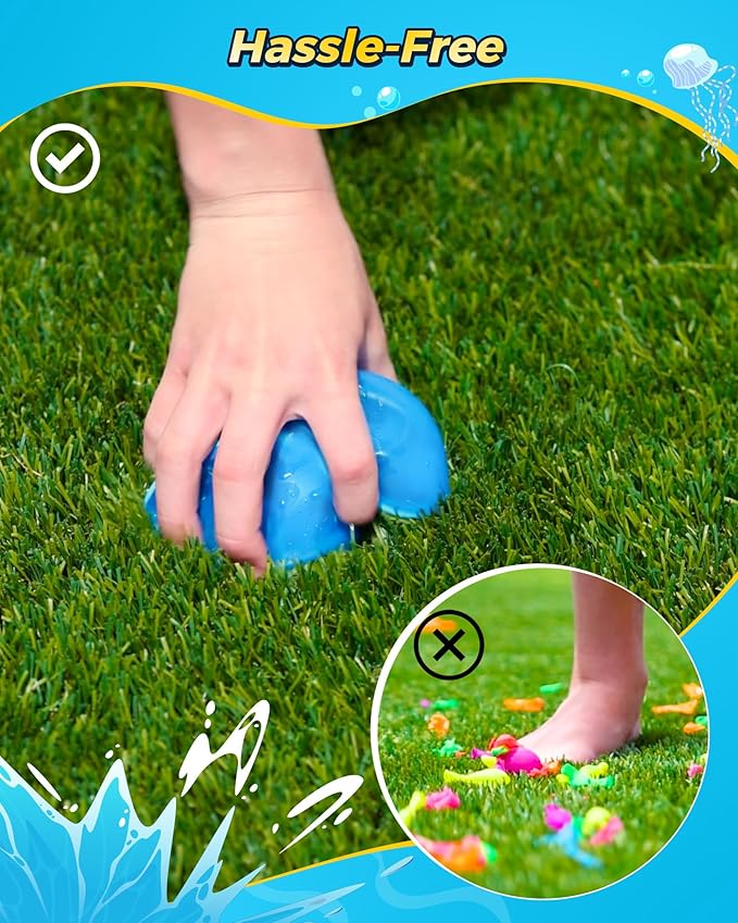 Water Balloons Reusable Splash Ball, Latex-free Water Bomb Pool Toys, No Tying Easy Quick Fill, Magnetic Self-sealing Water Balls for Kids & Adults All Ages Summer Fun Outdoor Party Games