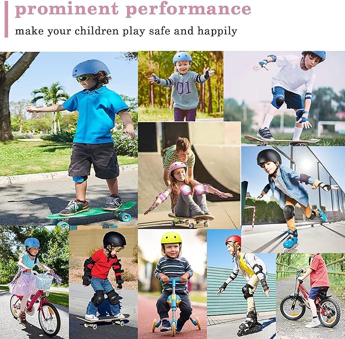 Kids Bike Helmet Set, CPSC Certified with Knee Pads Elbow Pads Wrist Guards,Adjustable Helmet for Ages 3-5-8-15 Toddler Kids&Youth,Bicycle Skateboarding…