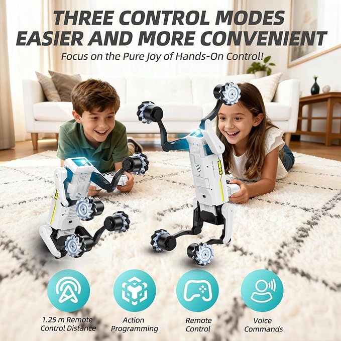 Smart Robot Dog with Wheels, 30+ Bionic Actions, Voice & Remote Control, Programmable Moves, Rechargeable Battery, All-Terrain Stunt Pet Toy for Kids