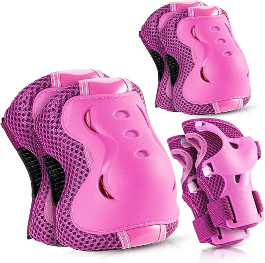 BOSONER Knee Pads for Kids Roller-Skating: Adjustable Protective Gear Set Knee Elbow Pads Wrist Guards for Bike Cycling Skateboarding Scooter Gifts 3-8/9-15 Years Boys Girls