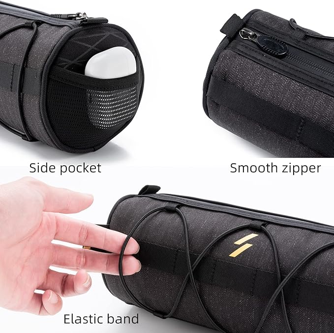 ROCKBROS Bike Handlebar Bag Small Bicycle Handle Bar Bag Handy Front Bike Bags Handlebar Storage Pouch Pack with Shoulder Strap Little Mountain Road Bike Barrel Bag