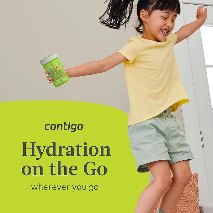 Contigo Kids’ Leighton Straw Tumbler with Spill-Proof Lid, 14 Oz., 2-Pack