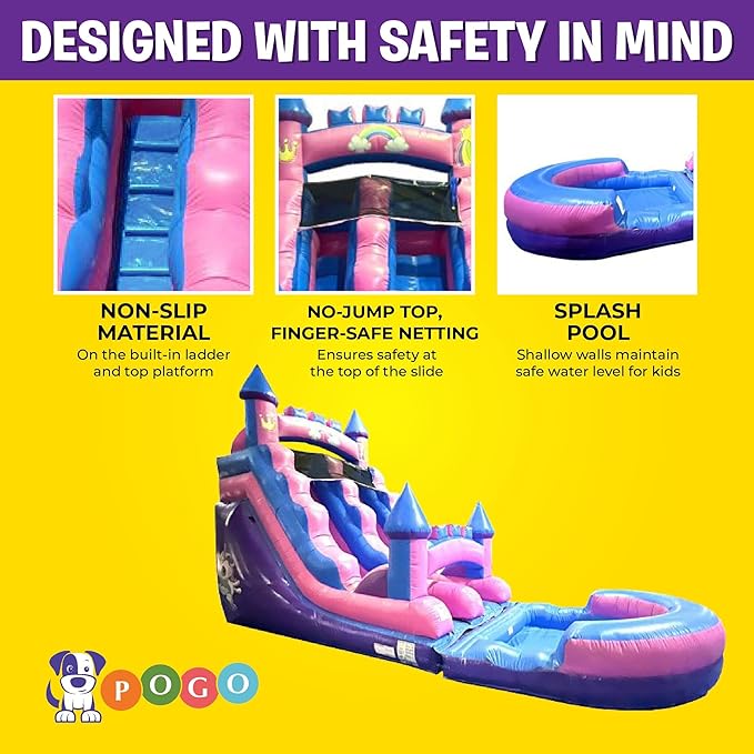 Inflatable Water Slides for Kids - Backyard Inflatable Water Slides with Splash Pool - Pink Unicorn Slide Complete with Blower, and Stakes - 25.5' x 9' - 15' Tall Slide