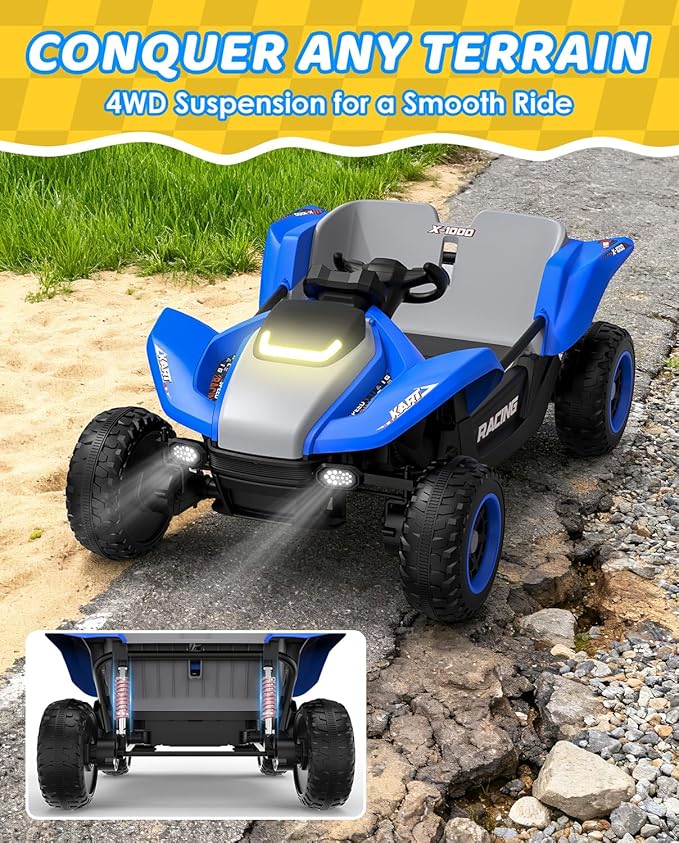 24V Ride On Toys for Big Kids, 24V 2 Seats, 4WD Ride on Car w/Remote Control, OP70 Electric Car with Multimedia Including Music, Story, Wireless Connection, Ideal Gift for Xmas & Birthday