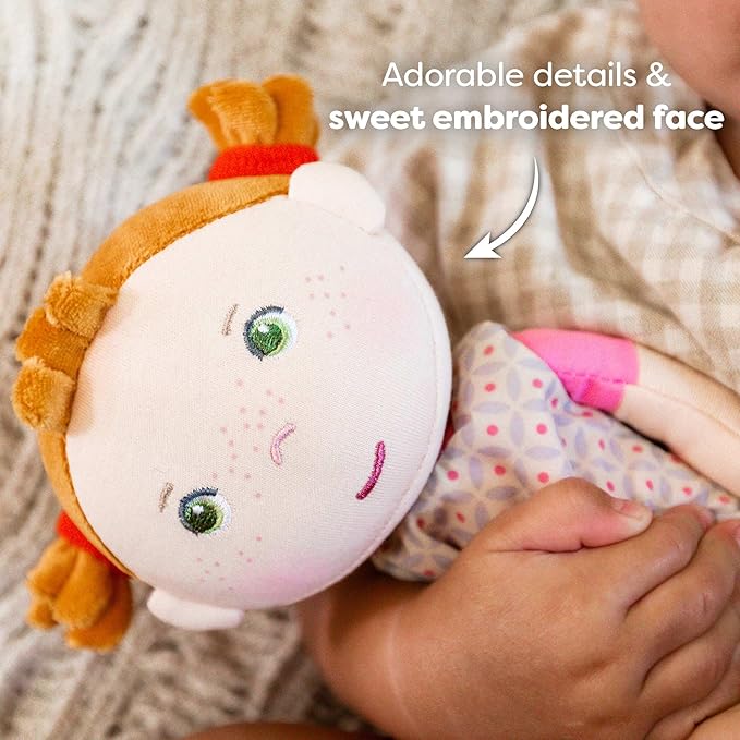 HABA Snug-up Roya – Soft Baby Doll with Red Hair, Removable Dress & Embroidered Face, Washable First Baby Doll