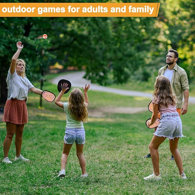 Toss and Catch Ball Set Toddler Baseball Training Glove, Pool Beach Toys for Kids 3 4 5 6 7 8 Years Old Boys Girls Birthday Gifts, Soft Sticky Balls Yard Outdoor Games for for Adults Family