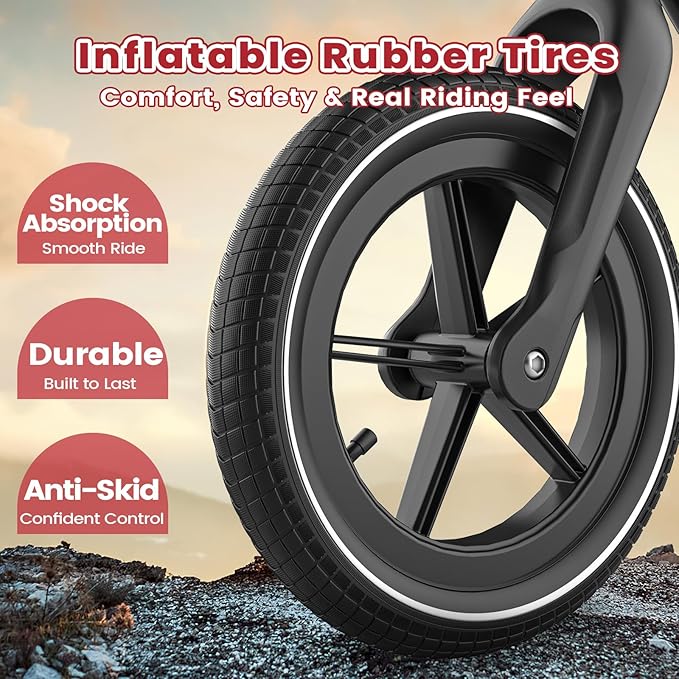 Ridego 14 Inch Balance Bike for Kids 3–6 Years, Lightweight Toddler Bike with Air Rubber Tires, Adjustable Seat, Durable Push Bicycle Gift for Boys & Girls