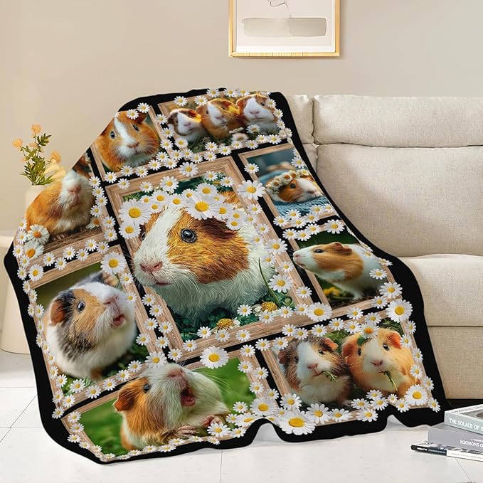 Guinea Pig Throw Blanket Guinea Pig Stuff Gifts for Kids Girls Boys Adults Women Men Soft Cozy Warm Plush Fluffy Fuzzy Fleece Blanket Decor 40''X50''