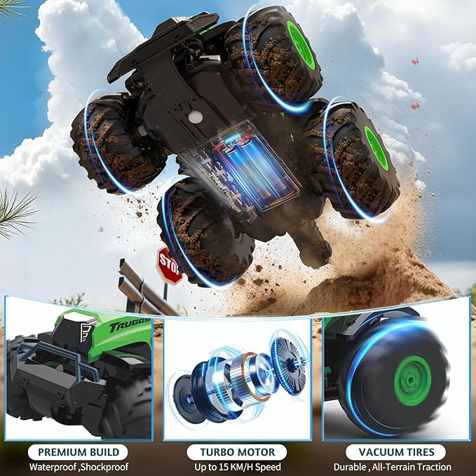 Remote Control Monster Truck Toys: 1:14 Amphibious RC Tractor Toy, 2.4 GHz 4WD RC Cars, All Terrain Off-Road Pickup, Kids Christmas Birthday Gifts Present Boys Girls Toys Ages 6+
