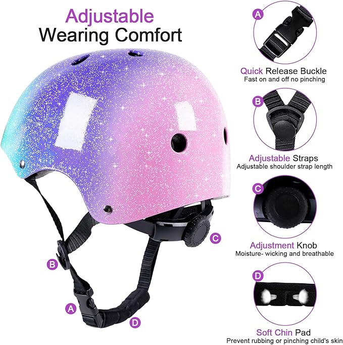 Kids Bike Helmet for 3-5-8-14 Years Kids Girls Boys Youth Bicycle Helmet for Scooter Balance Bike Roller Skating Skateboard Helmet