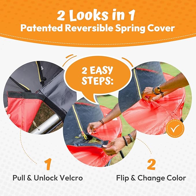 JUMPZYLLA Trampoline Outdoor 8FT 10FT 12FT 14FT 15FT 16FT with Enclosure and Ladder, ASTM Approved Recreational Trampoline for Kids and Adults, Anti-Rust Coated Frame