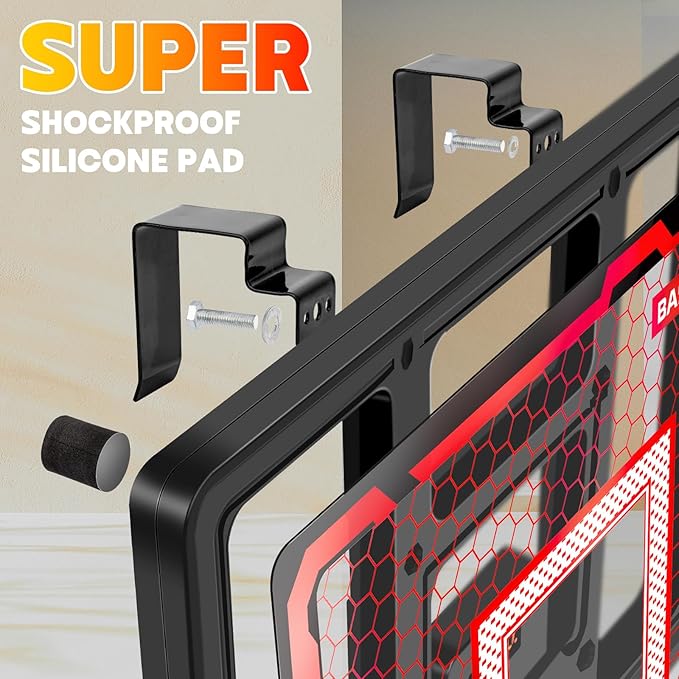 Indoor Basketball Hoop Pro, Mini Basketball Hoop Over The Door with LED Light/Scoreboard/4 Balls- Upgraded Anti-Impact Backboard, Basketball Toys Gift