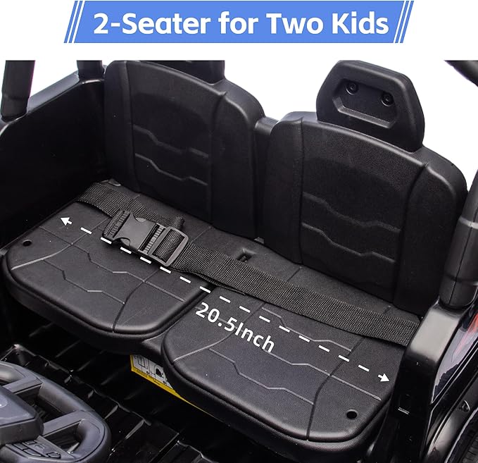 24V Electric Car for Kids Truck Car Ride On Car Kids Car Equipped with Bluetooth,Parental Remote Control,LED Lights,Double Open Doors,Wear Resistant Wheels-Black