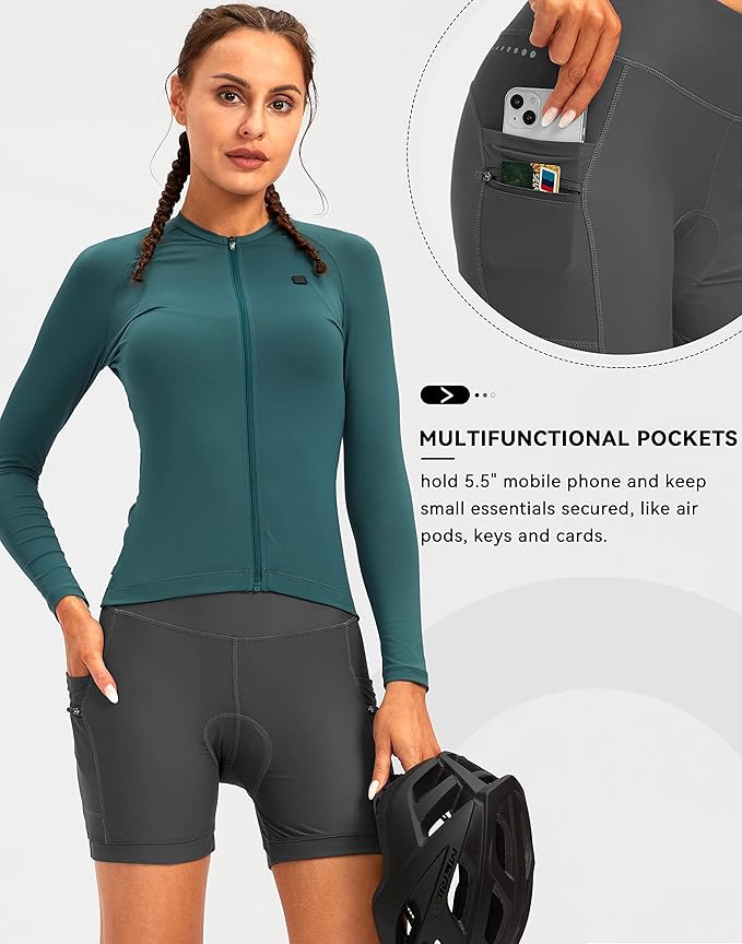 Women's 4D Padded Bike Shorts 5"/7" Riding Underwear Cycling Bicycle Road Biking Cycle Shorts for Women Zipper Pockets