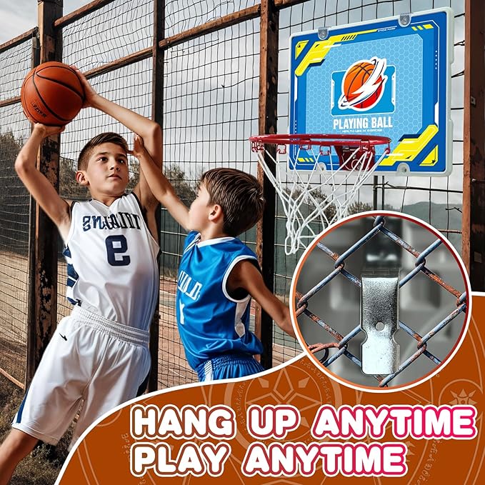 Indoor Mini Basketball Hoop - Over The Door Hoop for Bedroom & Office, Kids Boys Gift, Wall Mount & Door Hanging
