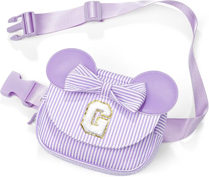 Birthday Gifts for 4 5 6 7 8 9 10 11 Year Old Girls Easter Gift for Girls Kids Daughter Personalized Initial Fanny Pack Belt Bag | Toddler Purse Gifts for Girl Purple G