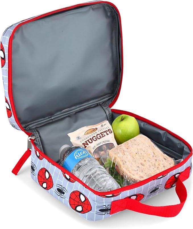 Fast Forward Marvel Spiderman Lunch Box for Kids | Spiderman Insulated Lunch Bag Lunch Box for Boys, Girls, Unisex | Spiderman Grey Reusable Lunchbox, SPCO97FN