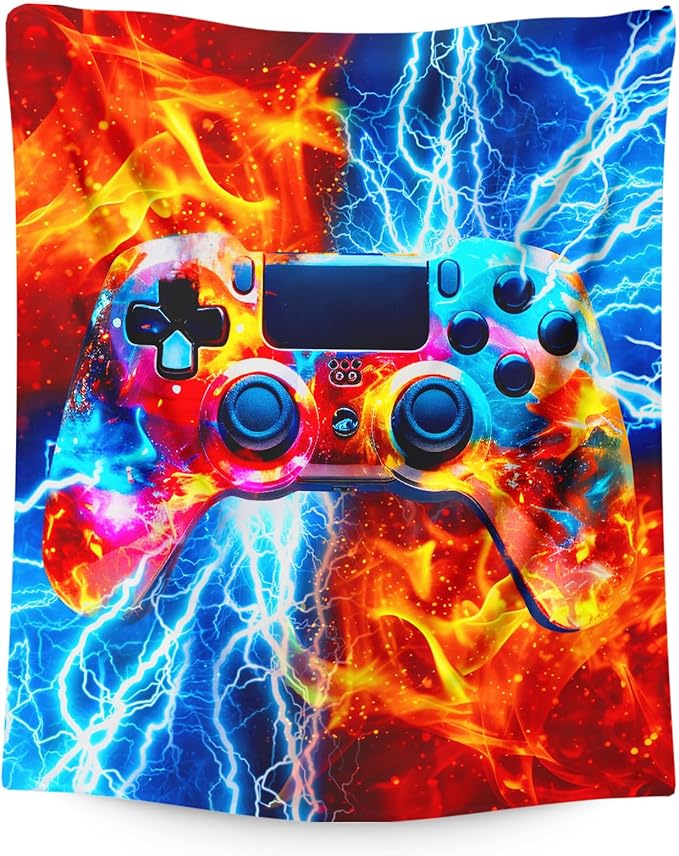 Boys Blanket Game Throw Blankets for Kids Teens - Gaming Party Decor Stuff 50X60 Inches Soft Warm Gamer Throw for Sofa Couch Bed Office Son Birthday Gift