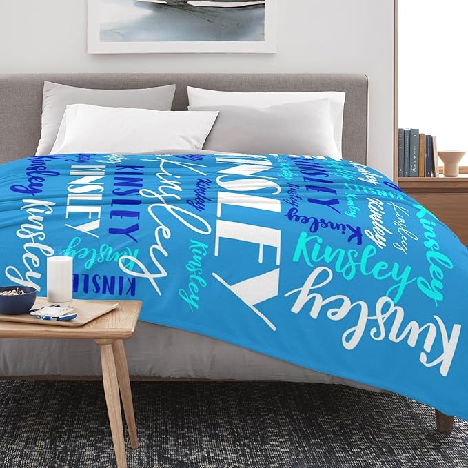 Name Blanket Personalized Blanket for Adult Kids Flannel Customize Throw Blanket Custom (Color 25, 40 x 50 Inches)