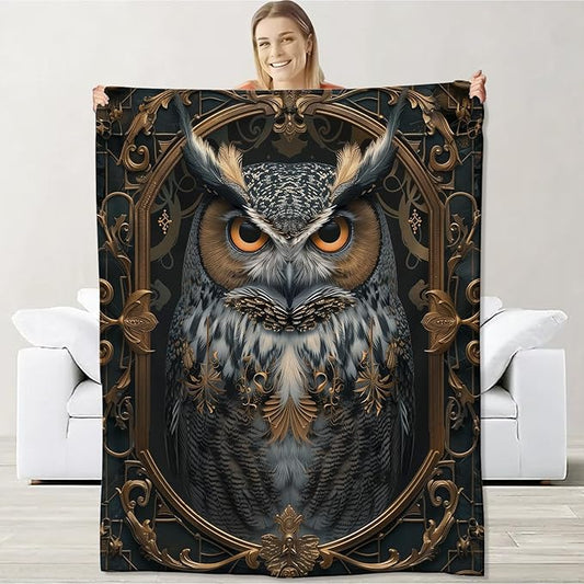 Owl Blanket for Women Kids Adults, Flannel Owl Blankets Gifts, Tarot Cards Owl Throw Blanket for Sofa Couch Bed Living Room Soft Warm Cozy Owl Decor 50" x 40"