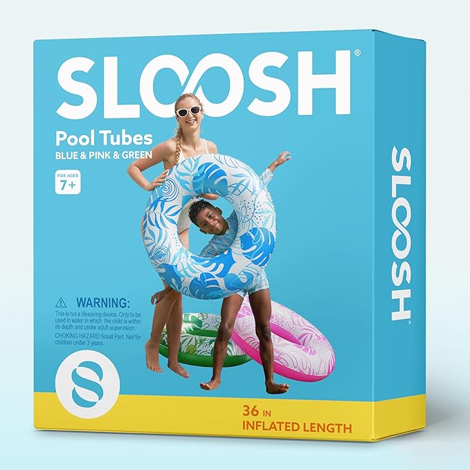 JOYIN 3 Pack Pool Floats, Pool Tube for Kids Swim Rings Inflatable Tubes, Tropical Leaves Floatie Ring Water Toys for Swimming, Summer Beach Party