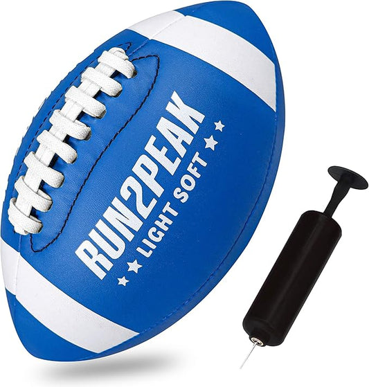 Light Soft Mini Football for Kids Toddler - 8" PU Leather and Foam Layer Small Footballs - Safe Lightweight Indoor Outdoor Beach Water Pool Sports Toys for Summer Outside Games Play with Pump