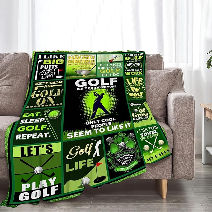 Golf Blanket Fleece Soft Warm Plush Golfing Throw Blankets Lightweight Plush Fuzzy Cozy Blanket Gifts for Lovers Men Women Suitable for Couch Sofa Bed 80"X60"
