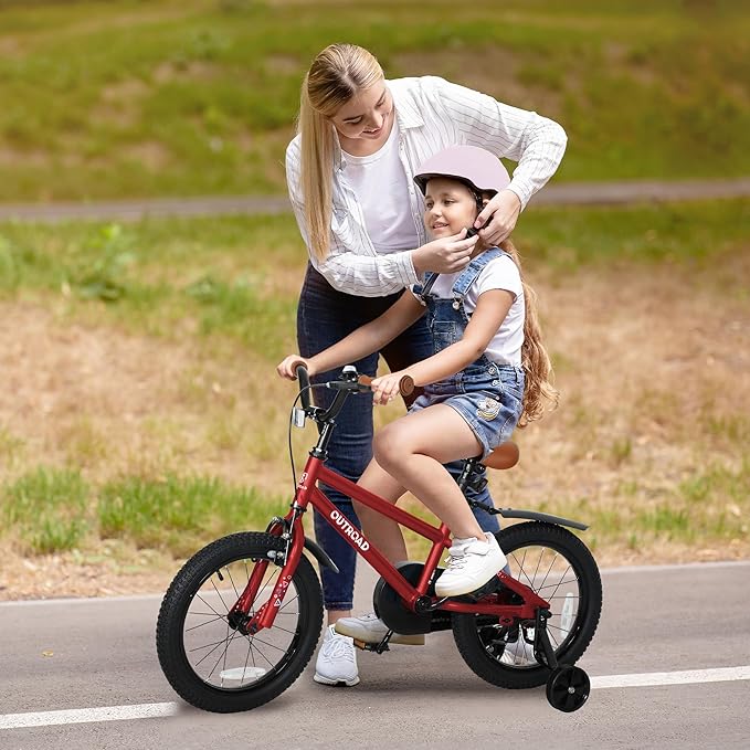Outroad Kids Bike for Boys Girls Age 3-9 Years Old, 14 16 18 Inch Kid's Bike with Training Wheels, Children Bicycles for Toddler, Blue and Red