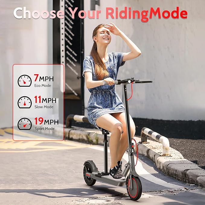 Electric Scooter - 8.5"/10'' Solid Tires, 350W/500W Motor, Up to 19-22MPH and 21-24Miles Long-Range Portable Commuting Scooter for Adults with Double Braking System and App