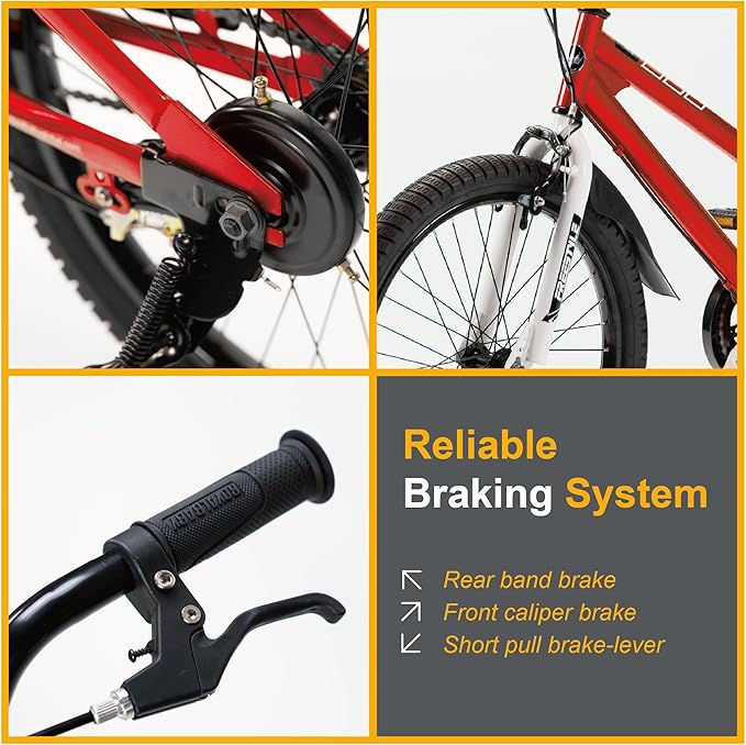 RoyalBaby Kids Bike EZ Balance to Pedal Dual Handbrake Toddlers Boys Girls Bicycle 12-20 Inch for Age 3-10 Years