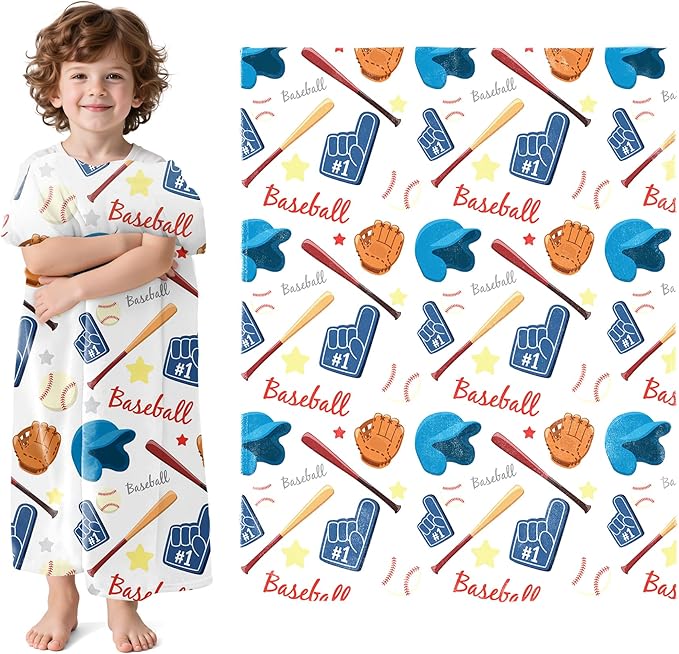 Wajade Baseball Gifts for Boys Girls - Baseball Blanket Birthday Christmas Decor for Kids Age 3 4 5 6 7 8 9 10 11 12 Years Old Teens Child Toddler Throw White 60"x80"