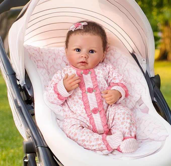 The Ashton-Drake Galleries Katie Reborn Lifelike Baby Doll 19 Inches, Interactive Heartbeat with Breating and Cooing, RealTouch Soft Vinyl with a Poseable Weighted Cloth Body, Hand-Rooted Hair