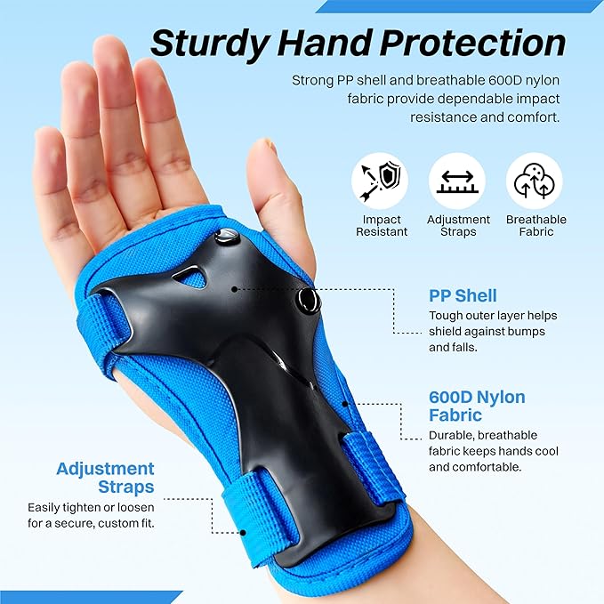 ZIFFY Knee Pads for Kids, Adjustable Knee and Elbow Pads Set with Wrist Guard, Protective Gear for Boys Girls Skateboard Roller Skating Cycling Bike – 2 Sizes, 4 Colors by Jova