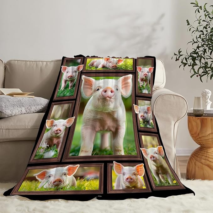 Pig Blanket Pig Gifts for Lovers Throw Blanket Stuff Cozy Plush Fleece Flannel Animal Blankets for Girls Boys Women Men 50"X40"
