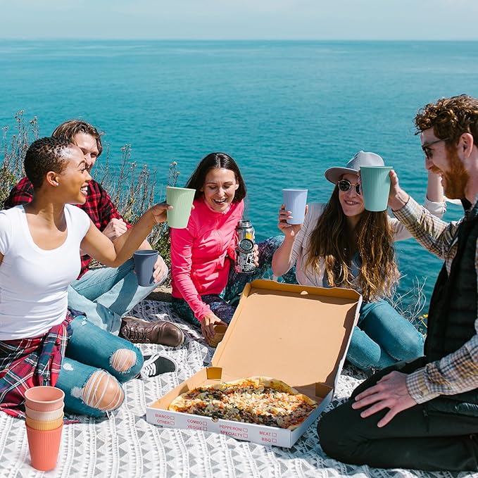 Wheat Straw Cups, Unbreakable Drinking Cup Dishwasher Safe Water Glasses with 8 Colors for Drinking Water, Juice,Milk, Soda, Coffee,Easy to Clean & Reusable (8 Pcs)