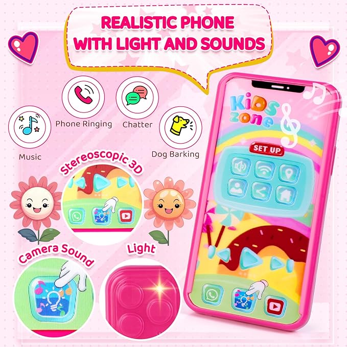 INNOCHEER Little Girls Purse, Kids Toy Purse with Pretend Makeup, Play Purse for Little Girls, Pretend Play Toddler Purse, Birthday Christmas Princess Gifts Toys for Girls 3 4 5 6 7 8 Year Old