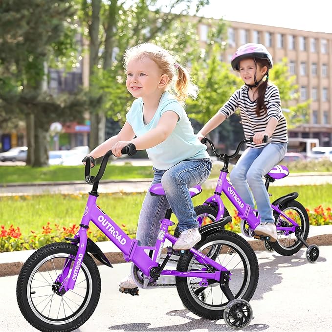 14/16/18 Inch Folding Kids Bike with Training Wheels, Gifts for Girl&Boy Age 3-10 Years, Toddler Bike with Dual Brakes for Beginners, Multi-Color