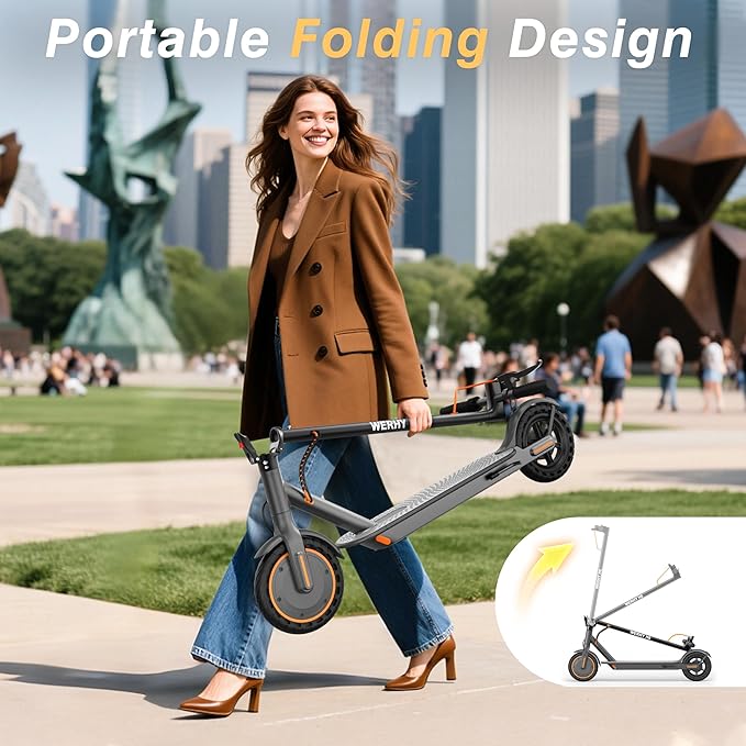 WERHY Electric Scooter, 350W/500W Motor, Top Speed 19/22 mph, Max 16/23/25/28Miles Ranges, Foldable E Scooter for Adults