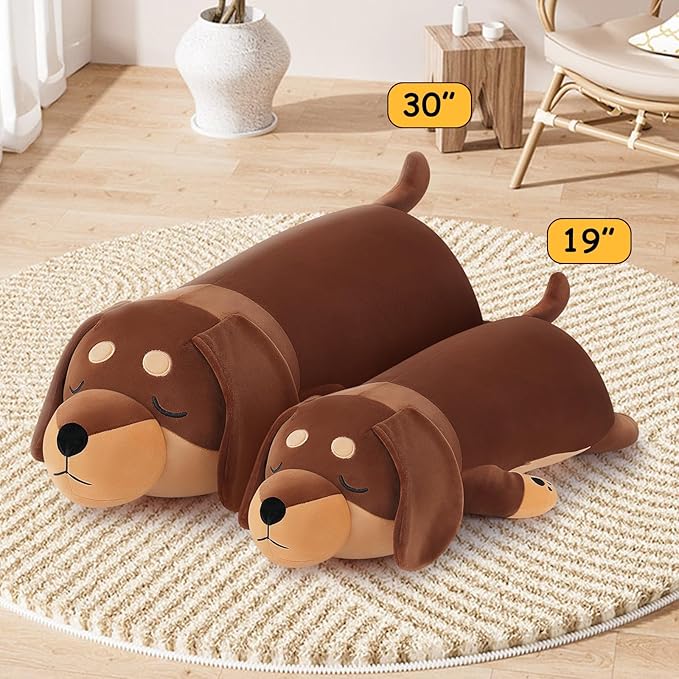 19'' Large Dachshund Dog Plush Stuffed Animal- Cute Weiner Dog Plush Pillow Plushies, Big Dachshund Plush Toy, Cute Hugging Weiner Dog Stuffed Animal, Birthday Gifts for Kids Girls Boys