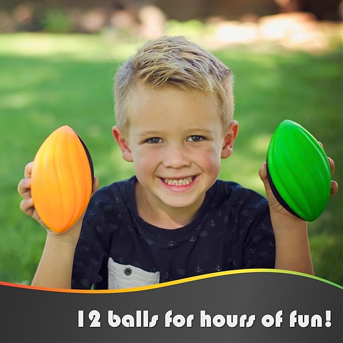 Mini Football Pack - 5” Spiral Small Foam Footballs for Kids (Red, Yellow, Blue, Pink, Orange, Green)