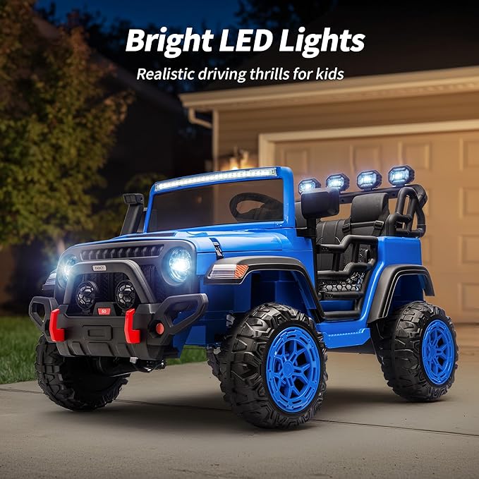 2 Seater Ride on Electric Car, 12V Ride on Toy Car for Kids 4-8 w/Remote Control, EVA Tires - Blue