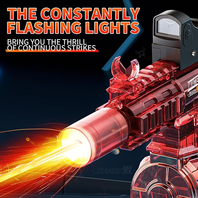 Electric Water Guns for Kids Adults, Transparent Automatic Squirt Guns, Summer Outdoor Beach Swimming Pool Party Toys (Red)