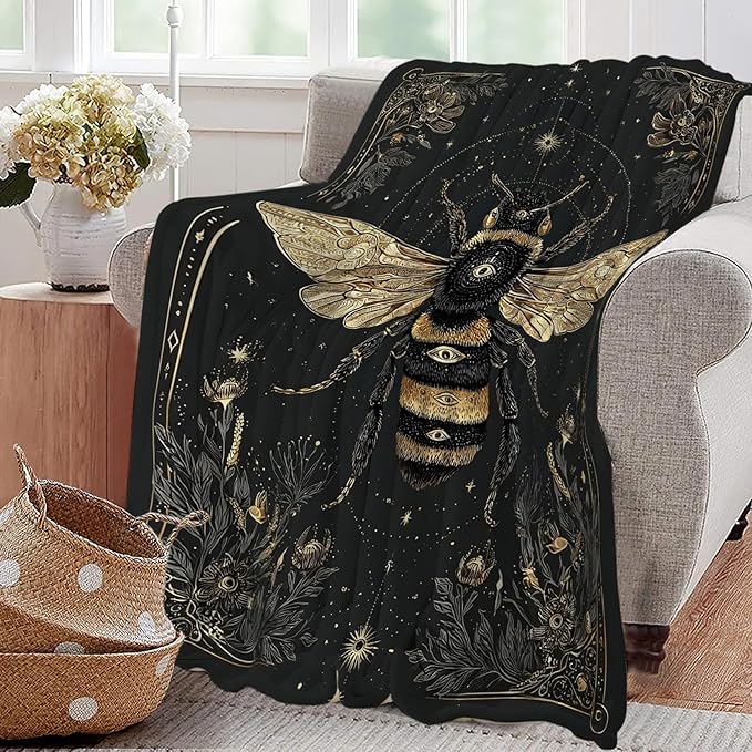 Bee Blanket Bumblebee Animal Throw Blankets Gifts for Girls Boys Kids Bee Lover Soft Cozy Fleece Plush for Couch Sofa Bed 80"x60"