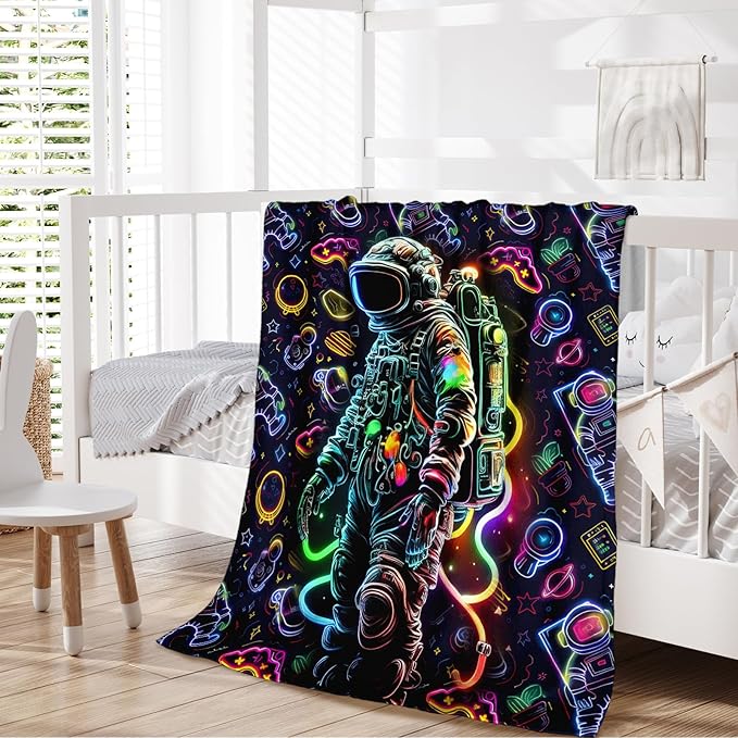 Astronaut Blanket for Kids Boys Blanket Gift for Son Grandson, Cool Warm Cozy 60 x 50 Inches Throw for Bedroom Bed Sofa Camping